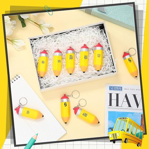 Ecation 50 Pieces Pencil Stress Balls Bulk Keychain Teacher Appreciation Gifts Stress Pencil with Relief Quotes Foam Balls Colorful Keychain Stress Balls for End of Year School Teacher Gifts in Saudi Arabia