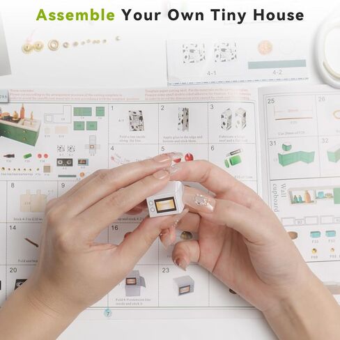 JAS WENAS DIY Dollhouse - Miniature Wooden Furniture Kit with Dust Proof, 1:24 Scale Mini Handmade Dollhouse Toys, Tiny House kit with Furniture for Valentine's Day Gift Idea for Boys Girls Gift in Saudi Arabia