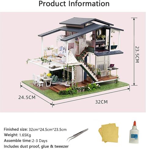 MAGQOO بيت الدمى الخشبي المصغر مع الأثاث DIY طقم بيت الدمى DIY House Kit طقم منزل صغير مع التحكم الصوتي وحركة الموسيقى بمقياس 1:18 فكرة غرفة إبداعية (السفر عبر الزمن) in Kuwait