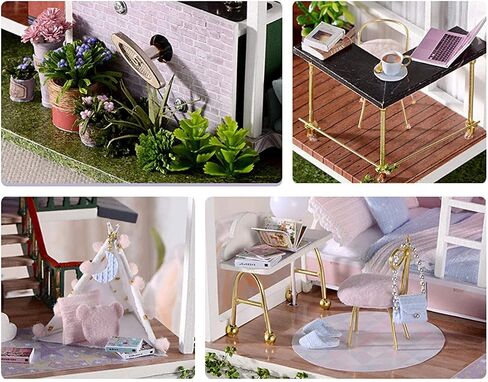 MAGQOO بيت الدمى الخشبي المصغر مع الأثاث DIY طقم بيت الدمى DIY House Kit طقم منزل صغير مع التحكم الصوتي وحركة الموسيقى بمقياس 1:18 فكرة غرفة إبداعية (السفر عبر الزمن) in Kuwait