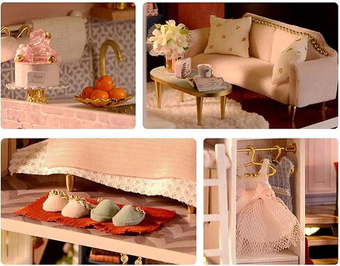 MAGQOO بيت الدمى الخشبي المصغر مع الأثاث DIY طقم بيت الدمى DIY House Kit طقم منزل صغير مع التحكم الصوتي وحركة الموسيقى بمقياس 1:18 فكرة غرفة إبداعية (السفر عبر الزمن) in Kuwait
