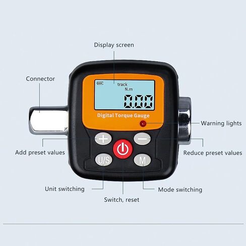 Dpofirs Digital Torque Adapter, High Accuracy 1/2 Connector 6 to 200N.M Torsion Adapter with Light Sound Alarm, Torque Wrench Digital in Saudi Arabia