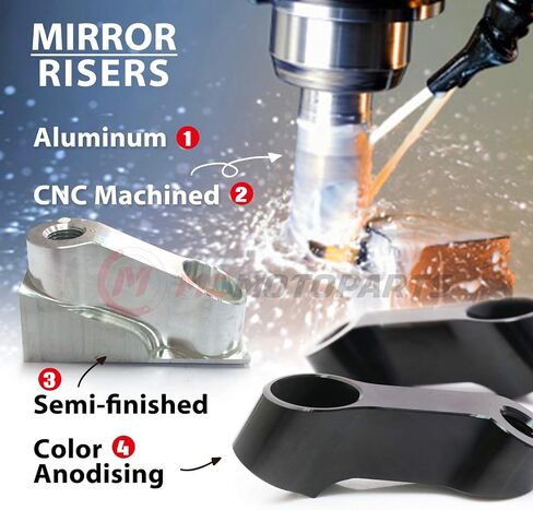 MC MOTOPARTS CNC Mirror Risers Extender MONKEY125 Compatible with MONKEY 125 2018 2019 2020 2021 18 19 20 21 (Black) in Saudi Arabia