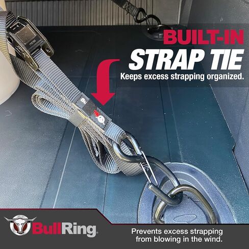 ربطات عنق بقفل كام على شكل حلقة الثور مع خطافات S (2PK) - تتضمن (2) أشرطة شديدة التحمل مقاس 1 × 8 بوصات قوة كسر 1200 رطل لـ UTV والدراجات النارية وATV والمقطورات والسيارات والشاحنات in Kuwait