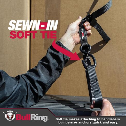 ربطات عنق بقفل كام على شكل حلقة الثور مع خطافات S (2PK) - تتضمن (2) أشرطة شديدة التحمل مقاس 1 × 8 بوصات قوة كسر 1200 رطل لـ UTV والدراجات النارية وATV والمقطورات والسيارات والشاحنات in Kuwait