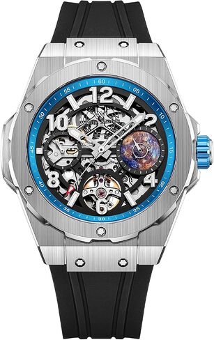 WM Welly Merck Men's Watch, Automatic Watches for Men, 24H/Second Subdial, Silver 316 Stainless Steel Case, Mechanical Dress Watch for Men Business, Water Resistant in Saudi Arabia