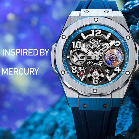 WM Welly Merck Men's Watch, Automatic Watches for Men, 24H/Second Subdial, Silver 316 Stainless Steel Case, Mechanical Dress Watch for Men Business, Water Resistant in Saudi Arabia