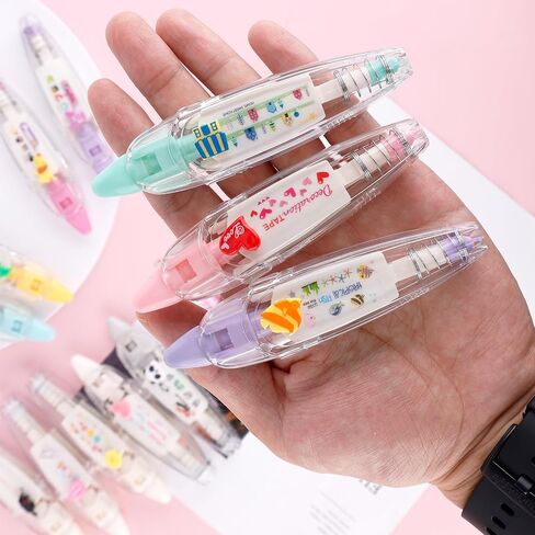 NQEUEPN 12pcs Decorative Tape Pen, Cute Tape Pen Press Type Decorative Pen Correction Tape Pen Animal White Out Tape Tape Roller Pen for Boy Girls Gift Teacher Class Rewards (12 Themes) in Saudi Arabia