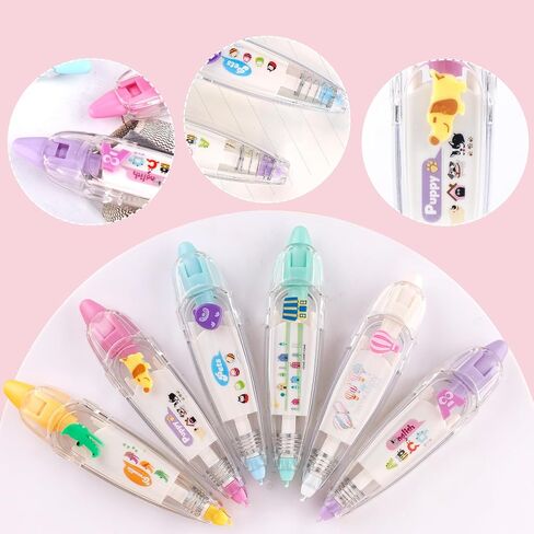NQEUEPN 12pcs Decorative Tape Pen, Cute Tape Pen Press Type Decorative Pen Correction Tape Pen Animal White Out Tape Tape Roller Pen for Boy Girls Gift Teacher Class Rewards (12 Themes) in Saudi Arabia
