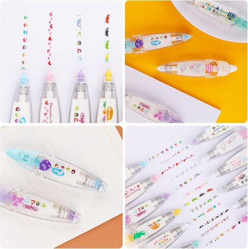 NQEUEPN 12pcs Decorative Tape Pen, Cute Tape Pen Press Type Decorative Pen Correction Tape Pen Animal White Out Tape Tape Roller Pen for Boy Girls Gift Teacher Class Rewards (12 Themes) in Saudi Arabia