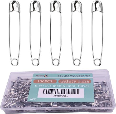 Urmspst Safety Pins, 100PCS-2.1Inch Small Safety Pins, Rust-Resistant Nickel Plated Steel, Sharp Edge Safety Pin for Clothes, Sewing, Arts & Craft, Small Decorative Safety Pins (Silver) in Saudi Arabia