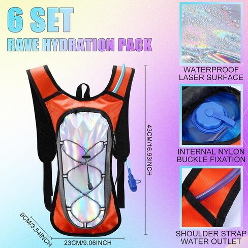 Chunful 6 Pack Running Hydration Backpack Festival Hydration Packs Lightweight Rave Water Backpack with 2L Hiking Water Bladder for Women Men Running Cycling Climbing Hiking in Saudi Arabia