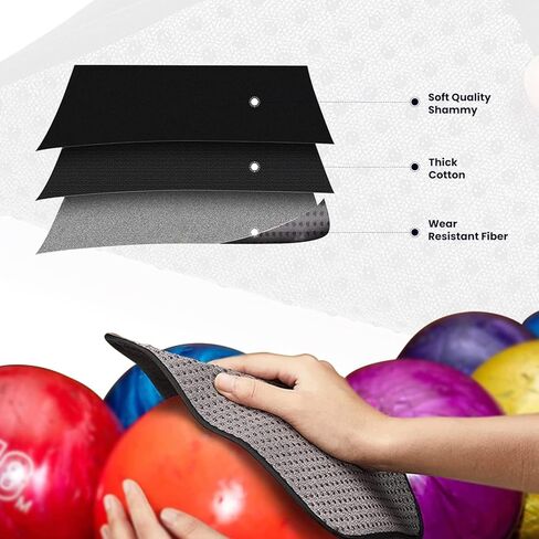 منشفة كرة بولينج من الألياف الدقيقة عبوتين مقاس 25.4 × 20.32 سم - مجموعة وسادات تنظيف شامية لكرة البولينج مع قبضة سهلة - قماش تلميع كرة البولينج يمتص الزيت ويمسح الأوساخ - إكسسوارات البولينج للرجال والنساء (2) in Kuwait