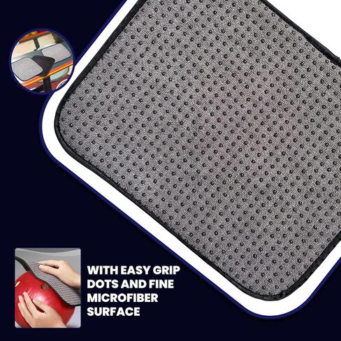 منشفة كرة بولينج من الألياف الدقيقة عبوتين مقاس 25.4 × 20.32 سم - مجموعة وسادات تنظيف شامية لكرة البولينج مع قبضة سهلة - قماش تلميع كرة البولينج يمتص الزيت ويمسح الأوساخ - إكسسوارات البولينج للرجال والنساء (2) in Kuwait