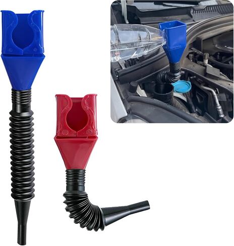 Kewucn 2 PCS Car Flexible Draining Oil Snap Plastic Funnel, Fuel Funnel Auto Wide Mouth with Handle, Vehicle Multi-Function Retractable Oil Funnel for Engine Oil, Diesel, Gasoline (Blue&White) in Saudi Arabia