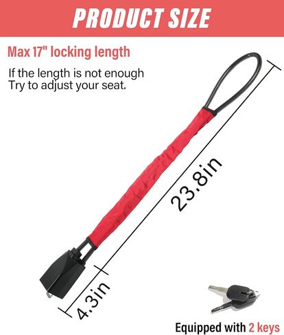 AOCISKA High-Strength Steering Wheel Lock,Car Steering Wheel Lock Seat Belt Lock with 2 Keys,Car Wheel Lock Set,Car Anti-Theft Device Car Theft Prevention (Red) in Saudi Arabia