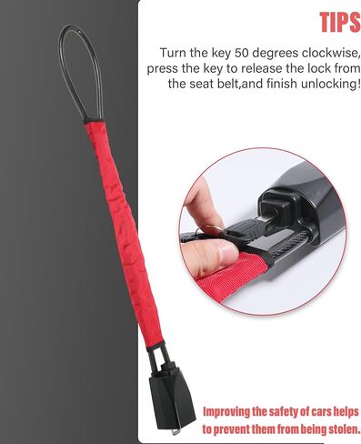 AOCISKA High-Strength Steering Wheel Lock,Car Steering Wheel Lock Seat Belt Lock with 2 Keys,Car Wheel Lock Set,Car Anti-Theft Device Car Theft Prevention (Red) in Saudi Arabia