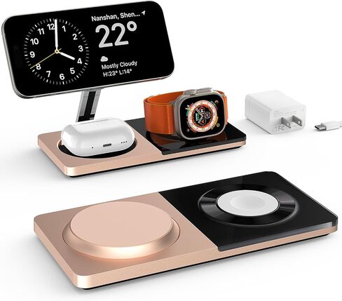 ZECHIN 3 in 1 Wireless Charging Station Fits for MagSafe Charger Stand, Charging Station for Multiple Devices Apple, Wireless Charger for iPhone 15 14 13 12, Apple Watch, Airpods in Saudi Arabia