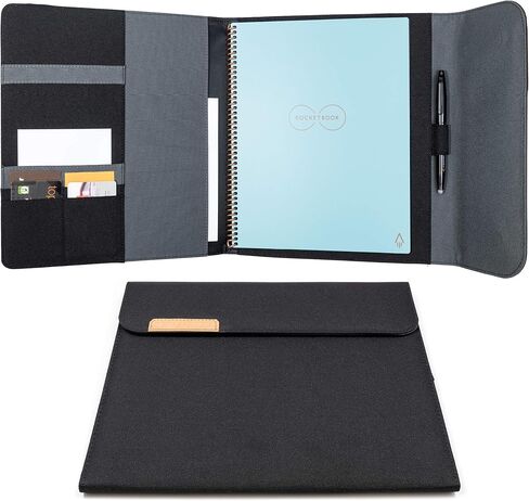 Rocketbook Capsule 2.0 Folio Cover for Core, Panda and Fusion - 100% Recyclable Cover with Pen Holder, Magnetic Clasp & Inner Storage - Black, Letter Size - 8.5" x 11" in Saudi Arabia