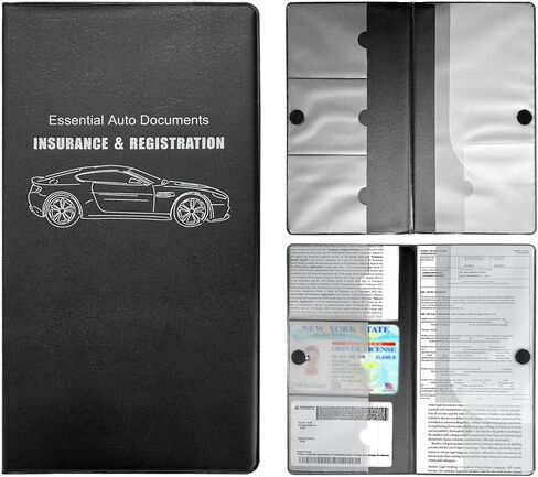 Dickno Car Registration and Insurance Holder, 10.39''×9.56'' Essential Auto Card Document Glove Box Organizer with Closure, Universal Car Interior Accessories (Black, Large Car) in Saudi Arabia