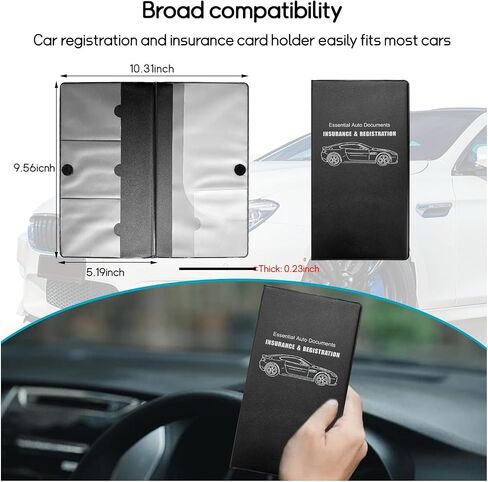 Dickno Car Registration and Insurance Holder, 10.39''×9.56'' Essential Auto Card Document Glove Box Organizer with Closure, Universal Car Interior Accessories (Black, Large Car) in Saudi Arabia