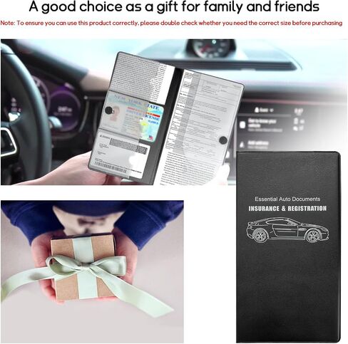 Dickno Car Registration and Insurance Holder, 10.39''×9.56'' Essential Auto Card Document Glove Box Organizer with Closure, Universal Car Interior Accessories (Black, Large Car) in Saudi Arabia