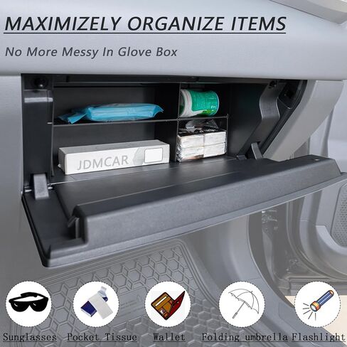 JDMCAR منظم صندوق القفازات متوافق مع Toyota Tundra Accessoies 2022 2023 2024، مواد ABS سوداء إدراج علبة تخزين صندوق القفازات صينية مقسم in Kuwait