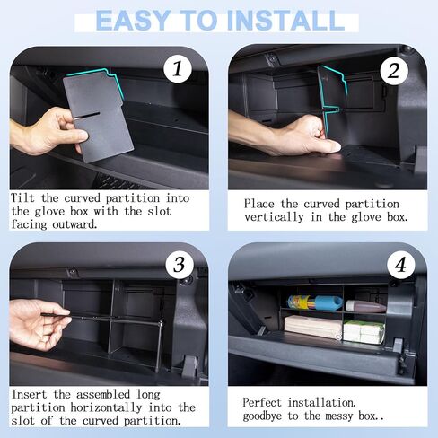 JDMCAR منظم صندوق القفازات متوافق مع Toyota Tundra Accessoies 2022 2023 2024، مواد ABS سوداء إدراج علبة تخزين صندوق القفازات صينية مقسم in Kuwait