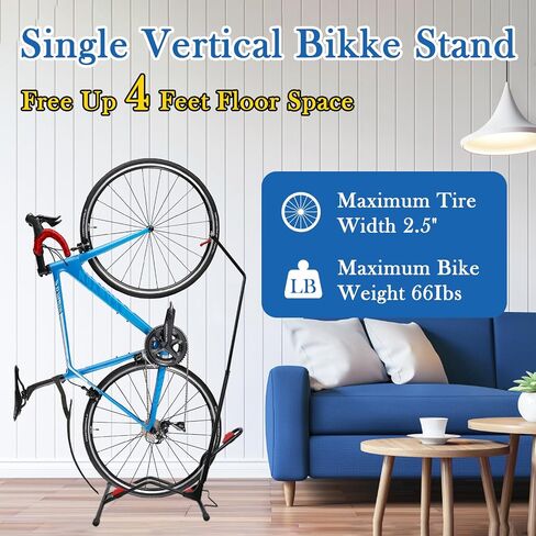 Begona Bicycle Stand Vertical Bike Rack, Space-Saving Freestanding and No-Damage Wall, Super Stable Upright Bike Stand Rack, Adjustable Indoor Bike Storage for 20''-29''Mountain/Kid/Road Bikes in Saudi Arabia