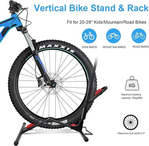 Begona Bicycle Stand Vertical Bike Rack, Space-Saving Freestanding and No-Damage Wall, Super Stable Upright Bike Stand Rack, Adjustable Indoor Bike Storage for 20''-29''Mountain/Kid/Road Bikes in Saudi Arabia
