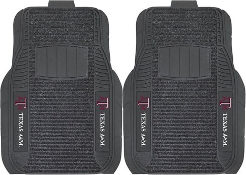 FANMATS 13825 Texas A&M Aggies 2-Piece Deluxe Car Mat Set, Vinyl Trim and Colored Team Logo, Dual Rib Charcoal Carpet, Trimmable Edges in Saudi Arabia