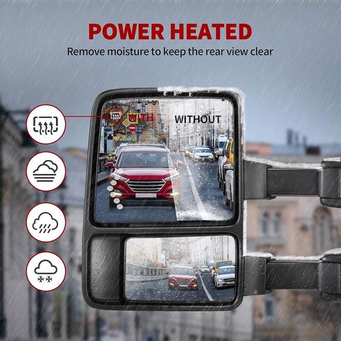 مرايا السحب YITAMOTOR متوافقة مع 1999-2007 Ford F250 F350 F450 F550 Super Duty، رحلة 2001-2005 مع ضوء إشارة السهم LED دخان الطاقة المسخنة الخلفية LED إشارة الانعطاف in Saudi Arabia
