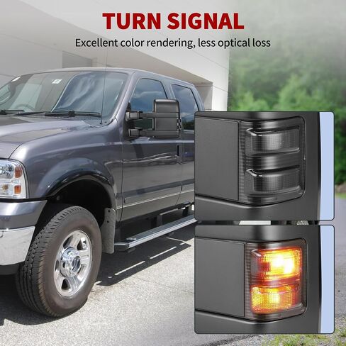 مرايا السحب YITAMOTOR متوافقة مع 1999-2007 Ford F250 F350 F450 F550 Super Duty، رحلة 2001-2005 مع ضوء إشارة السهم LED دخان الطاقة المسخنة الخلفية LED إشارة الانعطاف in Saudi Arabia