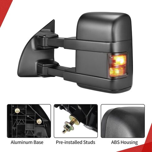 مرايا السحب YITAMOTOR متوافقة مع 1999-2007 Ford F250 F350 F450 F550 Super Duty، رحلة 2001-2005 مع ضوء إشارة السهم LED دخان الطاقة المسخنة الخلفية LED إشارة الانعطاف in Saudi Arabia