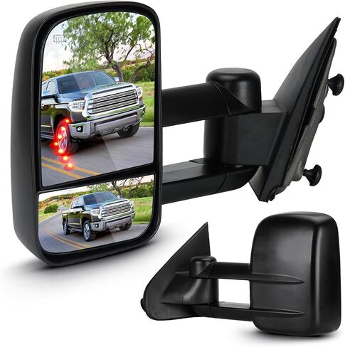 Towing Mirrors for Chevy GMC 2014-2018 Silverado 1500 Sierra 1500 2500 3500 HD, 2015-18 Silverado 2500 3500 HD Power Heated with Arrow Light Manual Folding Telescoping (1 Pair) in Saudi Arabia
