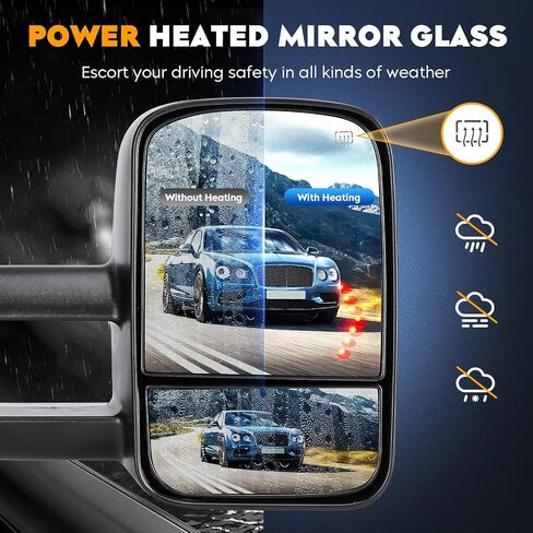 Towing Mirrors for Chevy GMC 2014-2018 Silverado 1500 Sierra 1500 2500 3500 HD, 2015-18 Silverado 2500 3500 HD Power Heated with Arrow Light Manual Folding Telescoping (1 Pair) in Saudi Arabia