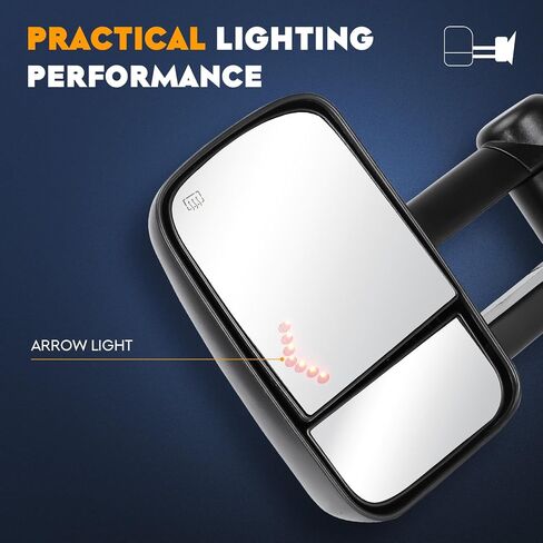 Towing Mirrors for Chevy GMC 2014-2018 Silverado 1500 Sierra 1500 2500 3500 HD, 2015-18 Silverado 2500 3500 HD Power Heated with Arrow Light Manual Folding Telescoping (1 Pair) in Saudi Arabia