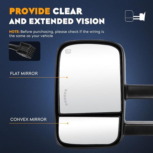 Towing Mirrors for Chevy GMC 2014-2018 Silverado 1500 Sierra 1500 2500 3500 HD, 2015-18 Silverado 2500 3500 HD Power Heated with Arrow Light Manual Folding Telescoping (1 Pair) in Saudi Arabia