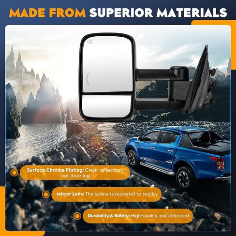 Towing Mirrors for Chevy GMC 2014-2018 Silverado 1500 Sierra 1500 2500 3500 HD, 2015-18 Silverado 2500 3500 HD Power Heated with Arrow Light Manual Folding Telescoping (1 Pair) in Saudi Arabia
