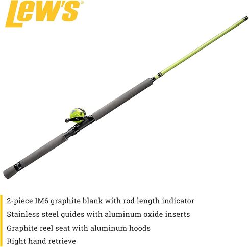 Lew's Crappie Thunder Jig/Troll Reel وصيد الأسماك كومبو، 10 أقدام 2 قطعة IM6 جرافيت فارغة، استرجاع اليد اليمنى، Crappie Thunder Green in Saudi Arabia