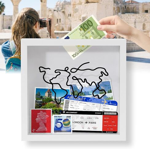 صندوق ظلال أرشيف مغامرات السفر، صندوق ظلال مقاس 12*12 بوصة مع فتحة - صندوق ذاكرة صغير لديكور السفر، أرشيف المغامرة وتخزين التذاكر، صندوق ذاكرة السفر للحياة في صندوق للتذكارات in Saudi Arabia
