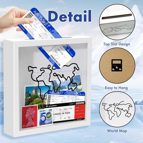 صندوق ظلال أرشيف مغامرات السفر، صندوق ظلال مقاس 12*12 بوصة مع فتحة - صندوق ذاكرة صغير لديكور السفر، أرشيف المغامرة وتخزين التذاكر، صندوق ذاكرة السفر للحياة في صندوق للتذكارات in Saudi Arabia