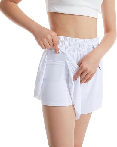 3-4 Packs Girls Flowy Butterfly Shorts Athletic 2 in 1 Running Active Skirt Shorts, Workout Shorts for Kids Teens in Saudi Arabia