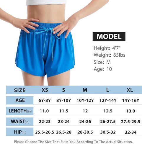 3-4 Packs Girls Flowy Butterfly Shorts Athletic 2 in 1 Running Active Skirt Shorts, Workout Shorts for Kids Teens in Saudi Arabia