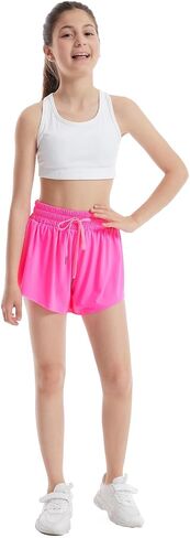 3-4 Packs Girls Flowy Butterfly Shorts Athletic 2 in 1 Running Active Skirt Shorts, Workout Shorts for Kids Teens in Saudi Arabia