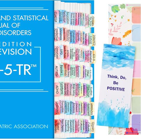 علامات تبويب DSM-5-TR بألوان مائية لأحدث إصدار 2022، علامات تبويب DSM-5، 100 علامة تبويب مؤشرة مغلفة لـ DSM-V-TR، سهلة التركيب والإزالة in Saudi Arabia