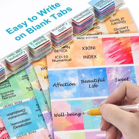 علامات تبويب DSM-5-TR بألوان مائية لأحدث إصدار 2022، علامات تبويب DSM-5، 100 علامة تبويب مؤشرة مغلفة لـ DSM-V-TR، سهلة التركيب والإزالة in Saudi Arabia