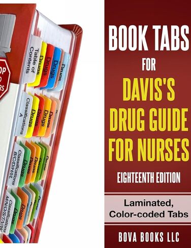Book Tabs for Davis's Drug Guide for Nurses 18th Edition. Laminated, Color-Coded and Repositionable with Alignment Card for Easy Installation (Book not Included) in Saudi Arabia
