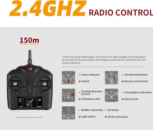طائرة GoolRC RC، طائرة WLtoys XK A300 RC، طائرة تحكم عن بعد بدون فرش ذات 4 قنوات، مقاتلة طائرات RC بتردد 2.4 جيجا هرتز مع وضع ثلاثي الأبعاد/6G، سهلة الطيران للمبتدئين والكبار (أصفر) in Kuwait