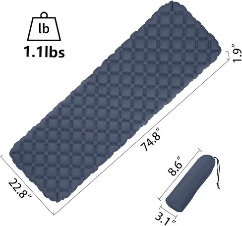 Wind Tour Sleeping Pad Hiking Mattress Pad Ultralight TPU Camping Beach Mat Air Mattress for Backpacking Outdoor Camping (Blue) in Saudi Arabia